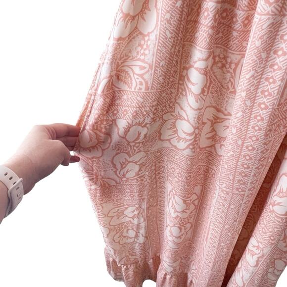 Frances Hart Smocked Dress Ruffle Sleeve Long maxi midi maternity‎ Sz XS - Picture 8 of 9